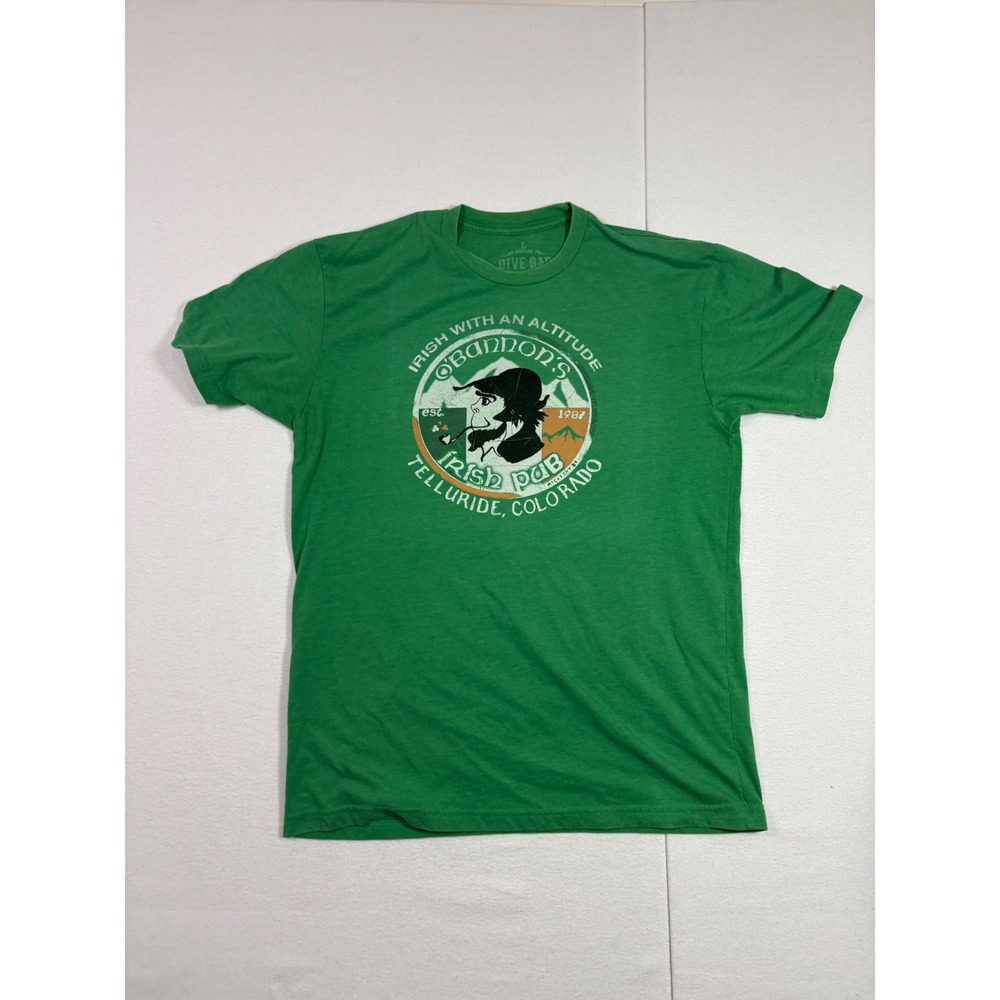 Dive Bar Shirt Club O'Bannons Irish Pub Telluride Colorado Green Graphic Tee L